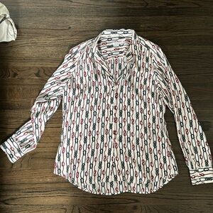 Equipment * red white blue French v neck silk blouse * size medium